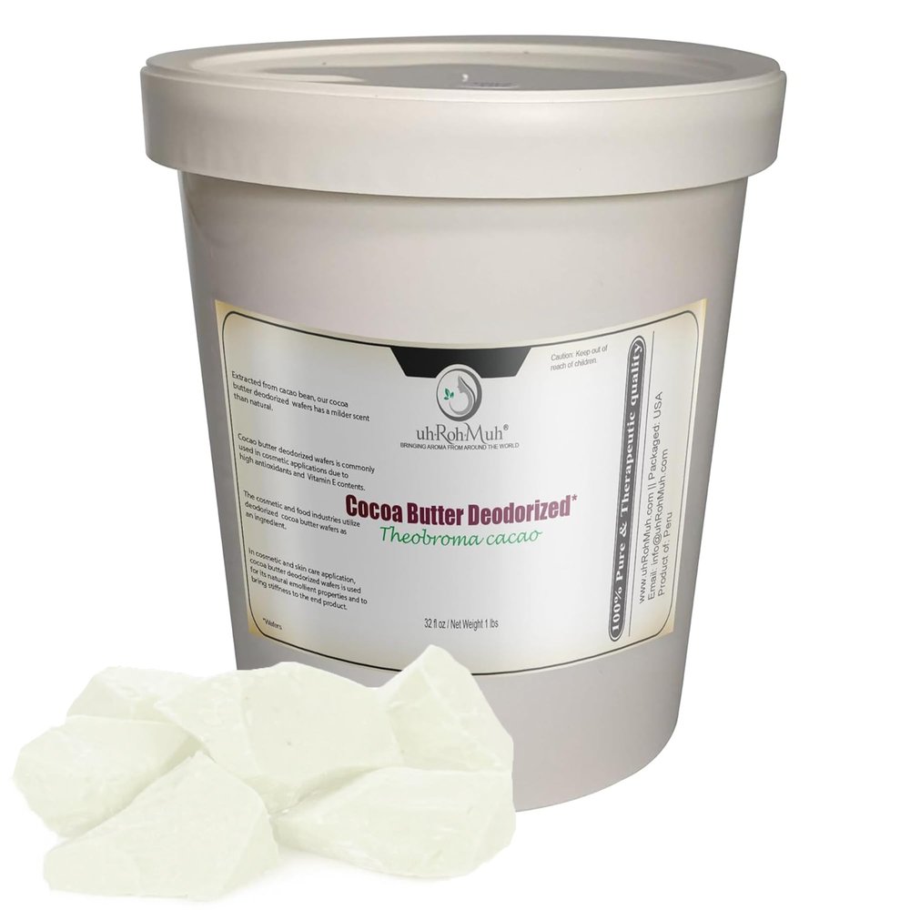Cocoa Butter Deodorized Wafers || Pure & Natural || Refined & Deodorized || Peru (Net Wt:0.45kg/1lb)