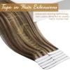 100g Sunny Tape in Extensions Human Hair Brown Highlight Tape in Hair Extensions Chocolate Brown Highlight Caramel Blonde 22inch view 3