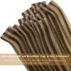 100g Sunny Tape in Extensions Human Hair Brown Highlight Tape in Hair Extensions Chocolate Brown Highlight Caramel Blonde 22inch view 4