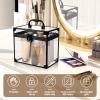 GLMFAN Makeup Organizer, Clear Makeup Train Case Cosmetic Box, Clear Crown Box Portable Cosmetics Toiletry Organizer Box Jewelry Storage Makeup Storage Box w Padlock and Keys for Vanity Bathroom view 2