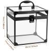 GLMFAN Makeup Organizer, Clear Makeup Train Case Cosmetic Box, Clear Crown Box Portable Cosmetics Toiletry Organizer Box Jewelry Storage Makeup Storage Box w Padlock and Keys for Vanity Bathroom view 3