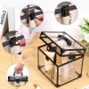 GLMFAN Makeup Organizer, Clear Makeup Train Case Cosmetic Box, Clear Crown Box Portable Cosmetics Toiletry Organizer Box Jewelry Storage Makeup Storage Box w Padlock and Keys for Vanity Bathroom view 4