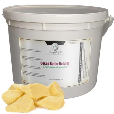 uh*Roh*Muh Premium Half Gallon Cocoa Butter Wafers from Peru - 100% Pure & Natural - Rich Aroma & Nourishing - Ideal for Handcrafted Bath and Beauty Products (Net Wt: 0.9kg/2lb)