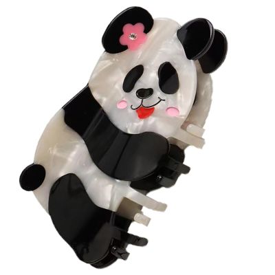 Panda Shape Claw Clips,Cute Panda Hair Clips,Bearcat Shape Hair Claw Clips,Animal Shape Hair Jaw Clips,Acetate Hair Clips for Girls,Big Claw Barrettes for Women (S2)