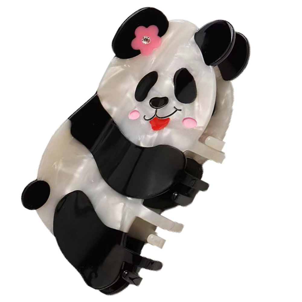 Panda Shape Claw Clips,Cute Panda Hair Clips,Bearcat Shape Hair Claw Clips,Animal Shape Hair Jaw Clips,Acetate Hair Clips for Girls,Big Claw Barrettes for Women (S2)
