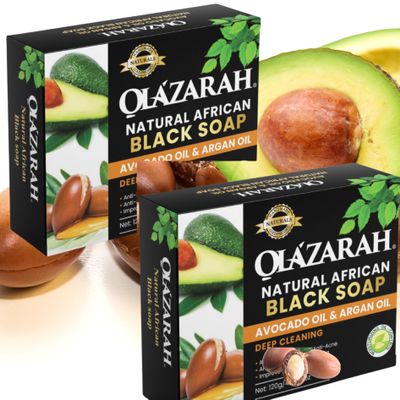African Natural Black Soap w/Avocado & Argan Oil, Moisturizing Exfoliating Smoothing (2pks), 4 oz