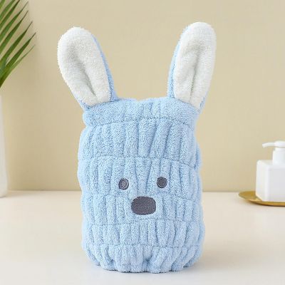 Cute Cartoon Bunny Shower Cap Kids Coral Velvet Dry Hair Cap Thickened Quick-drying Absorbent Dry Hair Towel