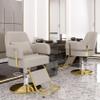 PAOOPA Hairdressing Chair, Hydraulic Barber Chair Salon Equipment, Round Base with Footrest Thickened Comfortable Foam Cushion, 360 Swivel, Heavy Duty Styling Chair, Light Grey view 3