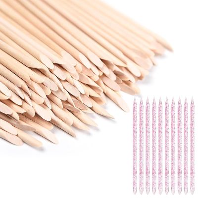 KADS 110 Pcs Disposable Nail Cuticle Pusher Sticker Nail Care Sticks, Cuticle Manicure and Pedicure Stick for Fingernail, Cleaning Cuticle Stick