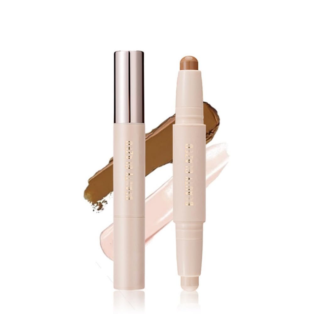 Double Head Contour Stick, Highlight & Contour Bronzer Stick, Durable And Waterproof Contouring Stick Set, Facial Makeup Contouring Face Cream