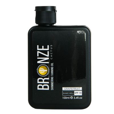 Bronze Cactus Grapefruit Tanning Oil SPF 15  Vegan, Dermatologist Tested Sun Oil | Broad Spectrum UVA/UVB Protection | Moisturizing Formula for Hydrated Skin & Natural Sun-Kissed Glow | 3.4fl.oz