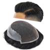 Toupee for Men Human Hair Replacement System Transparent Lace Mens Toupee Bleached Knots Lace Front Thin Skin Men Hair Piece Unit Natural Wigs For Men (6''X9'', #1B Off Black-100% Light to Med-Light) view 1