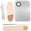 3 Pcs Makeup Foundation Spatula Spoon Tool Set, Make Up Mixing Palette Tray, Stainless Steel Skin Care Spatula, Cosmetic Scoop Scraper for Skincare Face Eye Cream (Silver) view 1