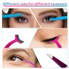 3pcs Eyelash Tweezers, 3 Styles Lash Tweezers with Comb Stainless Steel False Lash Application Tool Eyebrow Tweezers Makeup Tool for Cluster Individual Lash (Purple Blue Gradient) view 4