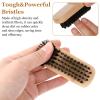 Amaxiu 4Pcs Wooden Nail Brushes, No Slip Fingernails Cleaning Brush Firm Stiff Scrub Bristles Hand Nail Scrubber Fingers Foot Toes Brushes for Men Mechanics Gardeners Scrubbing view 2