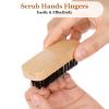 Amaxiu 4Pcs Wooden Nail Brushes, No Slip Fingernails Cleaning Brush Firm Stiff Scrub Bristles Hand Nail Scrubber Fingers Foot Toes Brushes for Men Mechanics Gardeners Scrubbing view 4