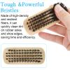 Amaxiu 2Pcs Wooden Nail Brushes, No Slip Fingernails Cleaning Brush Firm Stiff Scrub Bristles Hand Toenails Scrubber Fingers Foot Toes Brushes for Men Mechanics Paint Gardeners Scrubbing view 3