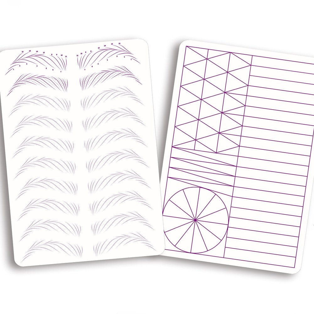 3 pcs Thicken Two sides Microblading Practice Silicon Skin Perfect for Permanent Makeup and Microblading Nano brows ombre brow practice (Hairstroke Purple Outlines)