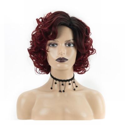 12'' Soft Short Curly Wavy Wigs Synthetic Fiber Wigs Natural for Women Holiday Halloween Decorative Wig