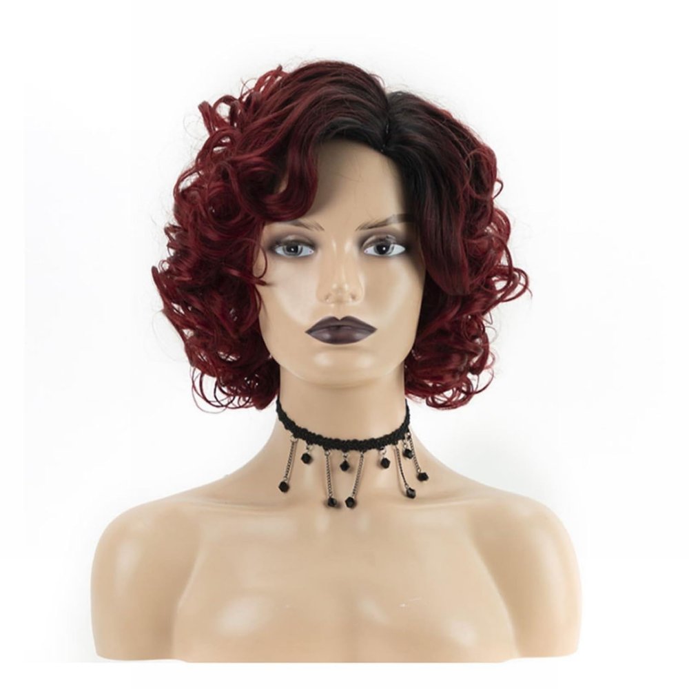 12'' Soft Short Curly Wavy Wigs Synthetic Fiber Wigs Natural for Women Holiday Halloween Decorative Wig