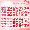 Konsait Valentine's Day Temporary Tattoos for Women Girls, Heart Tattoos Temporary Valentine Tattoos Fake Tattoos Kids Tattoos Temporary Heart Lips-mark Rose Valentines Day Party Supplies 10 Sheets view 2
