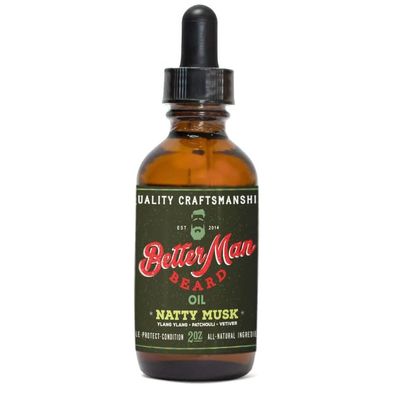 BETTER MAN BEARD Natty Musk Beard Oil - 2 oz All-Natural Leave-in Beard Conditioner with Therapeutic Grade Essential Oils & 100% Natural Formula - Oil-04