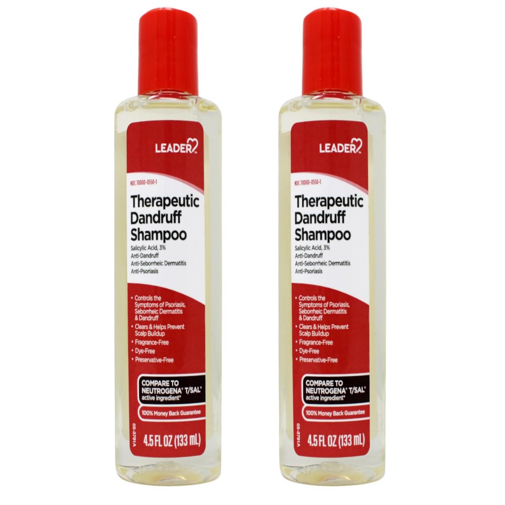 Leader Therapeutic Dandruff Shampoo Anti-Dandruff, Anti-Seborrheic Dematitis and Anti-Psoriasis - salicylic acid Shampoo 4.5 Fl Oz (133 ml) (4.5 Fl OZ (Pack of 2))