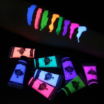 Face Painting Kit Glow-in-the-dark Fluorescent Body Paint, Quick-drying Body Skin Paint, Holiday Cos Water-based Face Paint Professional Body & Face Paint Kit ( Color : E )