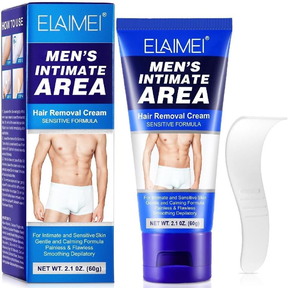 Maani Men's Painless Body Hair Removal Cream for Sensitive Areas, Effectively Removes Coarse Hair from Underarms, Legs, Chests, Private Parts (HIM)