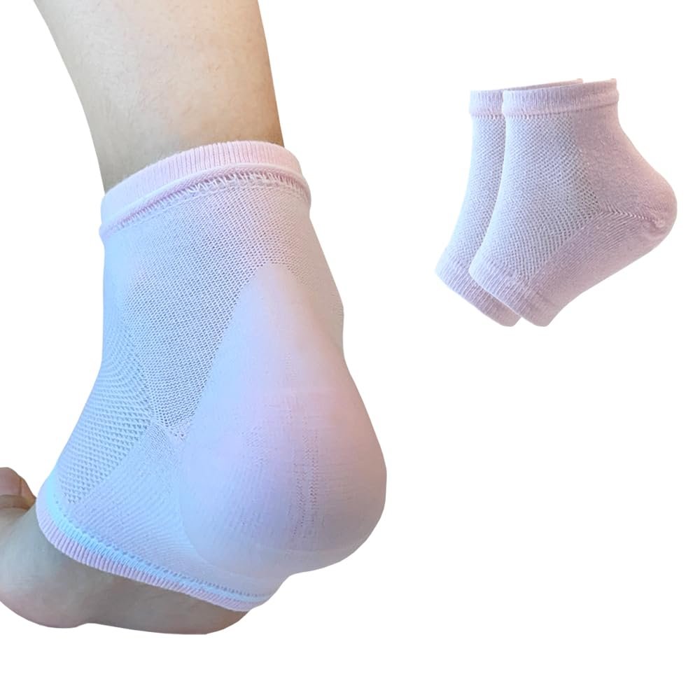 Moisturizing Gel Heel Socks to Repair Dry, Cracked Heels  Soften, Soothe & Revitalize Feet for Men & Women (Light Pink, 1 Pair)