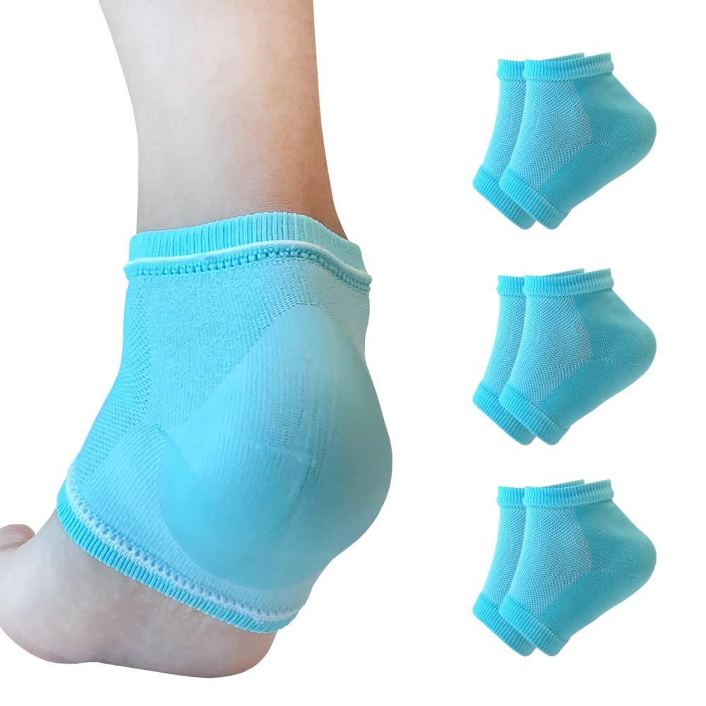 Moisturizing Gel Heel Socks to Repair Dry Cracked Heel - Soften, Soothe, and Revitalize Your Feet, for Men and Women (Mint, 3 Pairs)