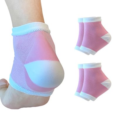 Moisturizing Gel Heel Socks to Repair Dry, Cracked Heels  Soften, Soothe & Revitalize Feet for Men & Women (Pink, 2 Pairs)