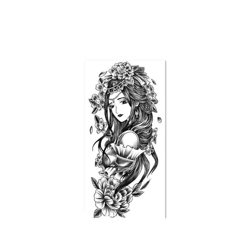 2 Pieces Of Temporary Tattoo Stickers Geisha Upper Arm Women And Men Juice Vegetable Ink Waterproof Semi-Permanent And Long-Lasting For 2 Weeks Without Reflection