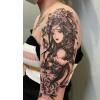 2 Pieces Of Temporary Tattoo Stickers Geisha Upper Arm Women And Men Juice Vegetable Ink Waterproof Semi-Permanent And Long-Lasting For 2 Weeks Without Reflection view 2