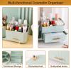 Rotating Makeup Organizer for Vanity with Brush Holder and Drawer, Cosmetic Makeup Storage, Large Spinning Makeup Skincare Organizer, Countertop Makeup Perfume Organizer, Lotions Display Case (Green) view 4