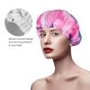 Pink Cotton Candy Print Reusable Shower Cap for Women,Double Waterproof Layers Bathing Hat,Quick Drying Bath Hair Cap view 4
