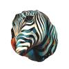Abstract Animal Zebra Print Reusable Shower Cap for Women,Double Waterproof Layers Bathing Hat,Quick Drying Bath Hair Cap view 2