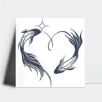 2 Large Koi Carps Chest Clavicle Waist Juice Plant Ink Waterproof Semi-Permanent And Long-Lasting For 2 Weeks Temporary Tattoo Stickers Non-Reflective