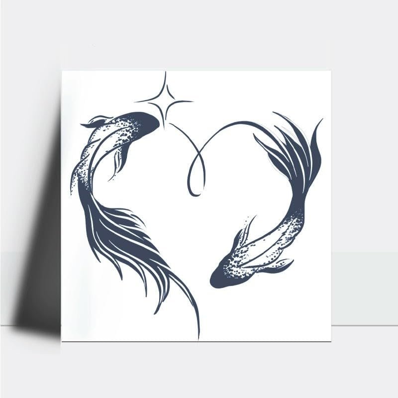 2 Large Koi Carps Chest Clavicle Waist Juice Plant Ink Waterproof Semi-Permanent And Long-Lasting For 2 Weeks Temporary Tattoo Stickers Non-Reflective
