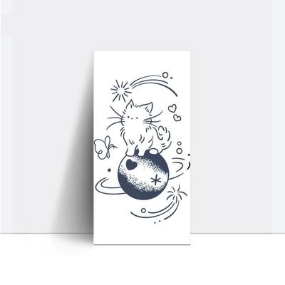 2 Pieces Of Cat Wrist Juice Vegetable Ink Waterproof Semi-Permanent And Long-Lasting 2 Weeks Temporary Tattoo Stickers Are Wear-Resistant And Non-Reflective