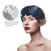 Winter Christmas Snow Night Railway Train Print Reusable Shower Cap for Women,Double Waterproof Layers Bathing Hat,Quick Drying Bath Hair Cap view 4