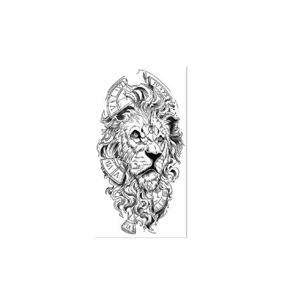 2 Pieces Of Temporary Tattoo Stickers For Calf Lion For Women And Men Juice Vegetable Ink Waterproof Semi-Permanent And Long-Lasting For 2 Weeks Non-Reflective