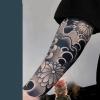 2 Pieces Of Temporary Tattoo Stickers Chrysanthemum Arm For Women And Men Juice Plant Ink Waterproof Semi-Permanent And Long-Lasting For 2 Weeks Non-Reflective view 2