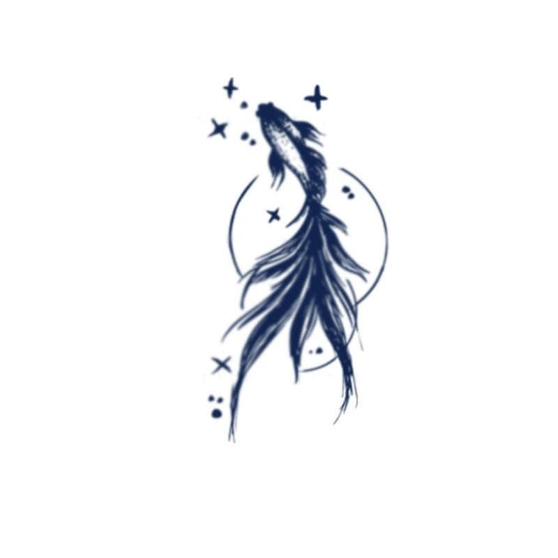 2 Pieces Of Goldfish And Koi Temporary Tattoo Stickers For Women Juice Plant Ink Waterproof Semi-Permanent And Long-Lasting For 2 Weeks Clavicle