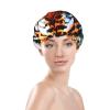 Tiger Stripes Orange Pattern Print Reusable Shower Cap for Women,Double Waterproof Layers Bathing Hat,Quick Drying Bath Hair Cap view 3