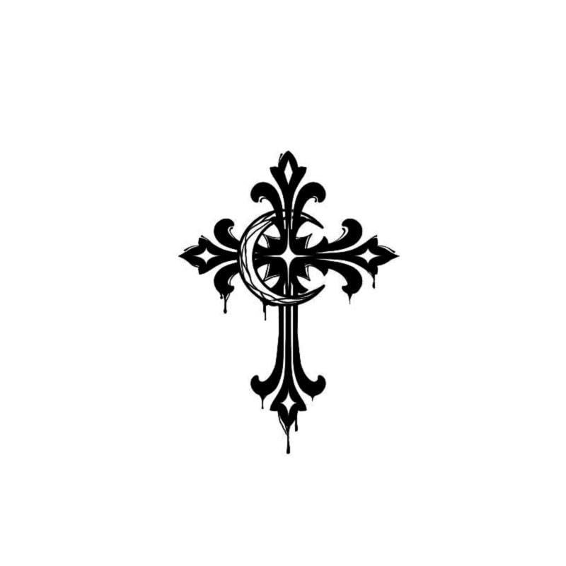 Cross Moon Juice Plant Ink Is Waterproof Semi-Permanent And Long-Lasting For 2 Weeks European And American Style Temporary Tattoo Stickers For Men And Women