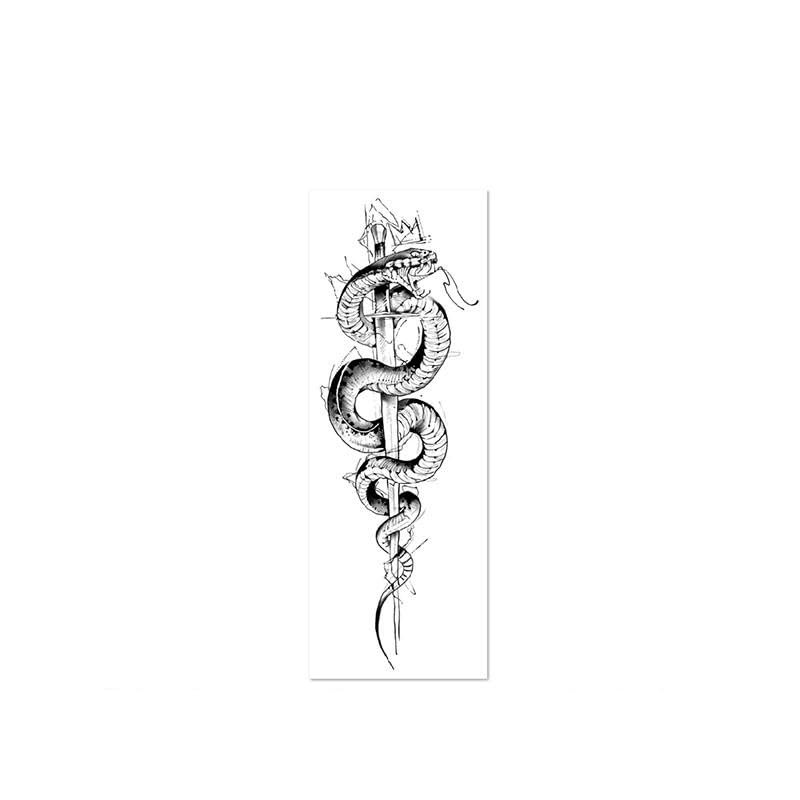 2 Temporary Tattoo Stickers Snake Dark Style For Women And Men Juice Vegetable Ink Waterproof Semi-Permanent And Long-Lasting For 2 Weeks Without Reflection