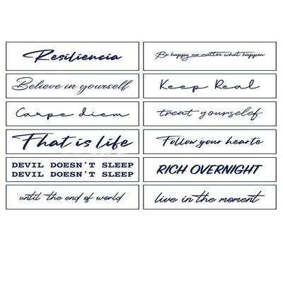 12 English Short Sentence Temporary Tattoo Stickers For Women On Neck Juice Plant Ink Waterproof Semi-Permanent And Lasting 2 Weeks For Men