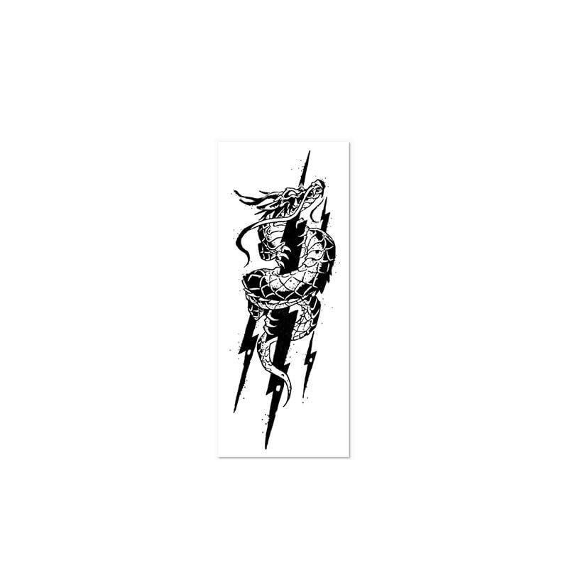 2 Pieces Of Temporary Tattoo Stickers Lightning Dragon Arm For Women And Men Juice Vegetable Ink Waterproof Semi-Permanent And Long-Lasting For 2 Weeks Without Reflection