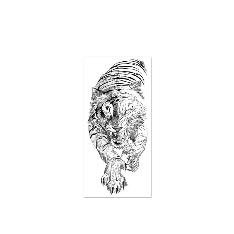 2 Temporary Tattoo Stickers For Tiger Arm For Women And Men Juice Vegetable Ink Waterproof Semi-Permanent And Long-Lasting For 2 Weeks Non-Reflective